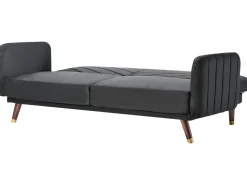 Velvet Fabric Sofa Bed Black Senja
