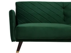Velvet Fabric Sofa Bed Green Senja
