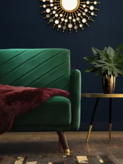 Velvet Fabric Sofa Bed Green Senja