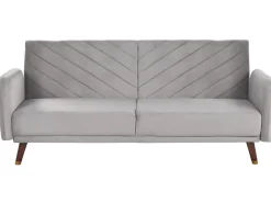 Velvet Fabric Sofa Bed Light Grey Senja