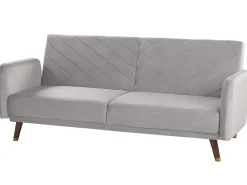 Velvet Fabric Sofa Bed Light Grey Senja
