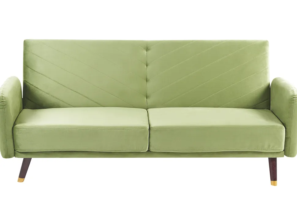 Velvet Fabric Sofa Bed Olive Green Senja