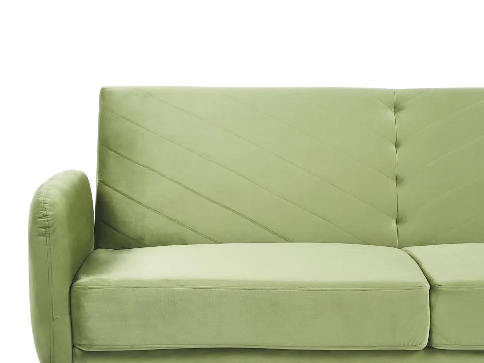 Velvet Fabric Sofa Bed Olive Green Senja