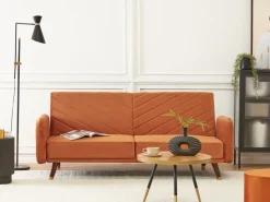 Velvet Fabric Sofa Bed Orange Senja