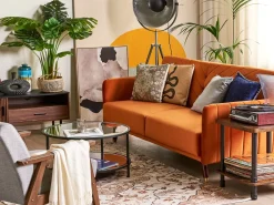 Velvet Fabric Sofa Bed Orange Senja