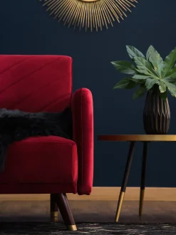 Velvet Fabric Sofa Bed Red Senja