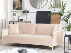 Velvet Sofa Bed Beige Lucan