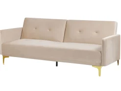 Velvet Sofa Bed Beige Lucan