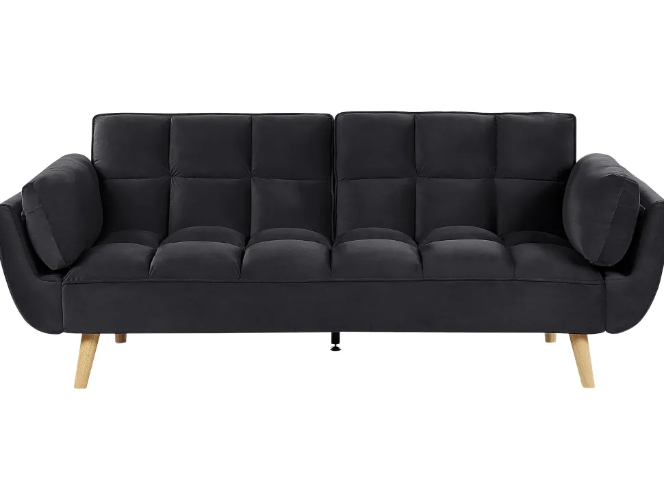 Velvet Sofa Bed Black Asby