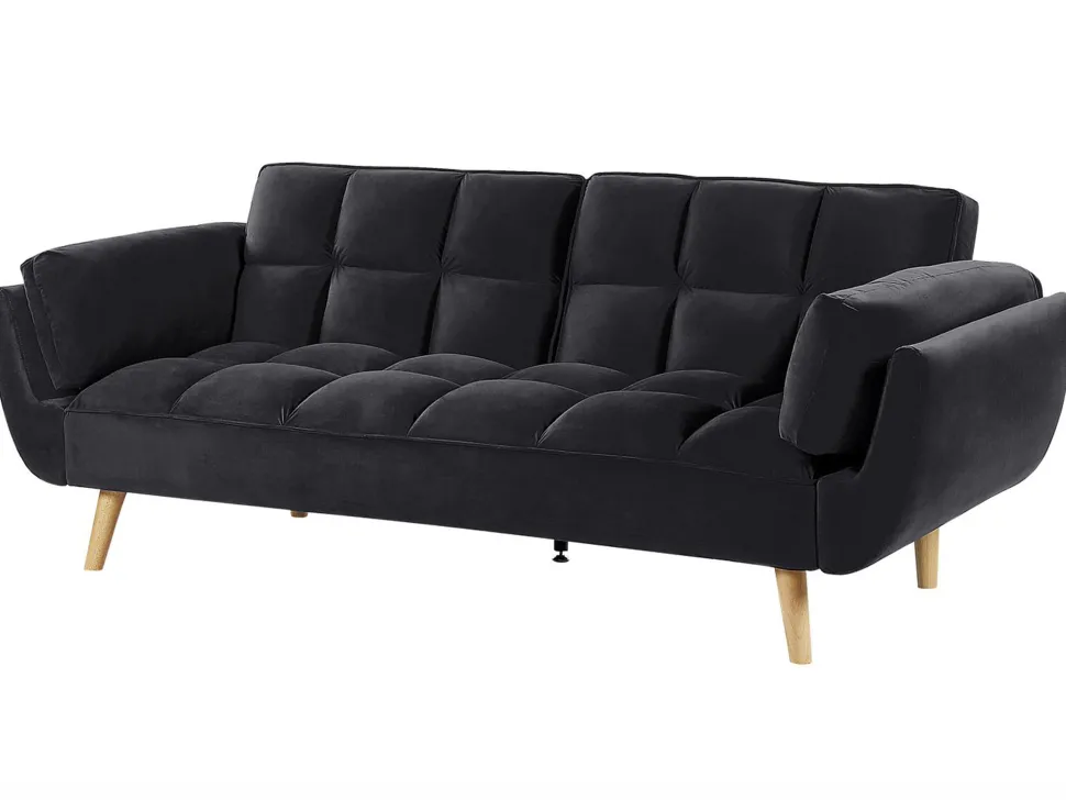 Velvet Sofa Bed Black Asby