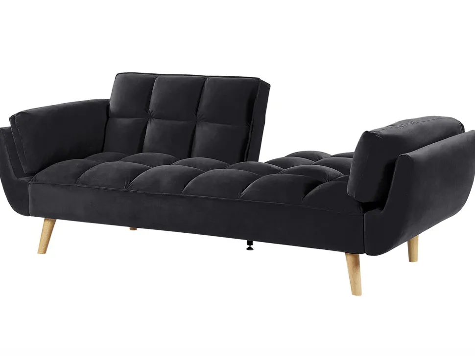 Velvet Sofa Bed Black Asby