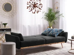 Velvet Sofa Bed Black Eina