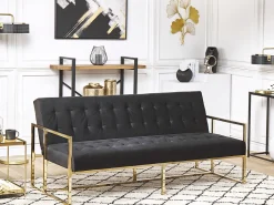Velvet Sofa Bed Black Marstal