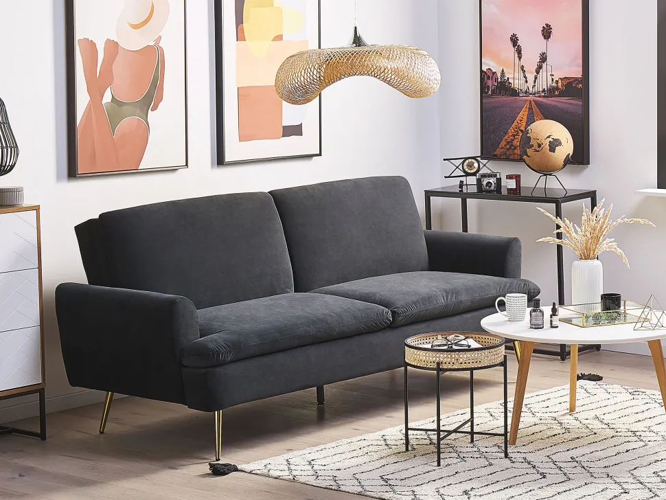 Velvet Sofa Bed Black Vettre