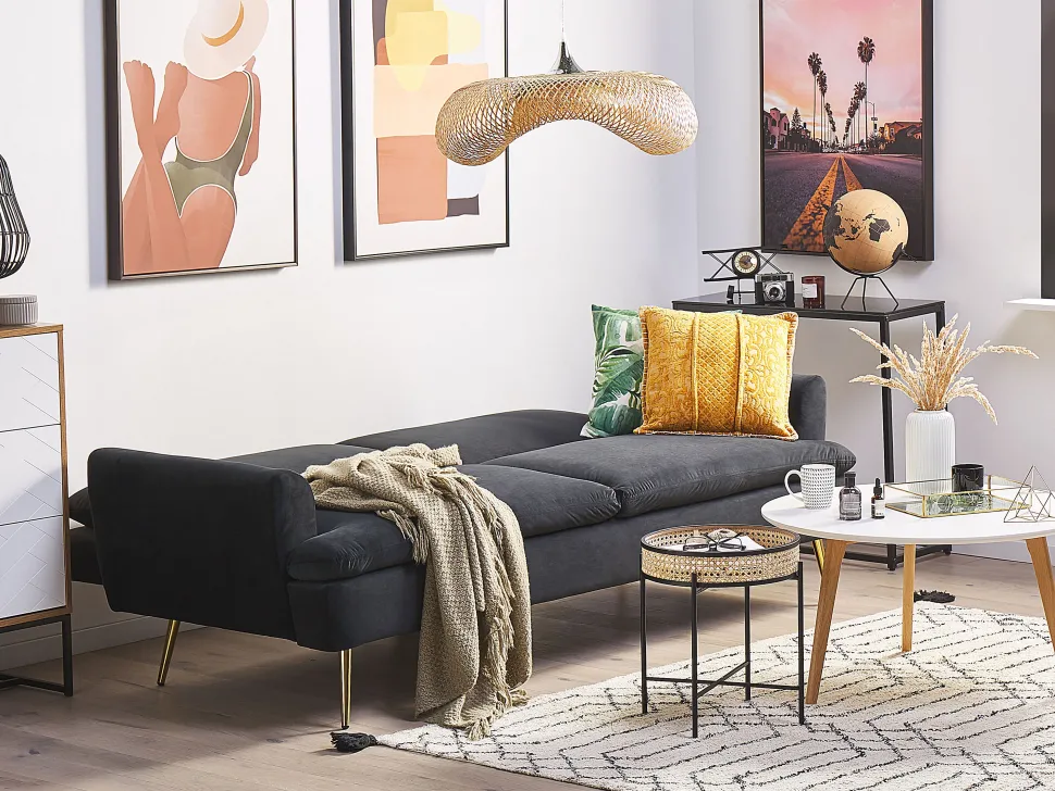 Velvet Sofa Bed Black Vettre
