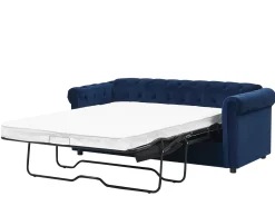 Velvet Sofa Bed Blue Chesterfield