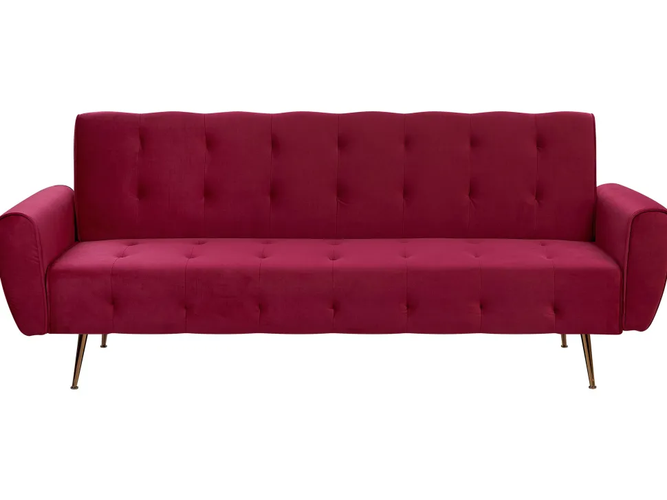 Velvet Sofa Bed Burgundy Selnes