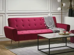 Velvet Sofa Bed Burgundy Selnes