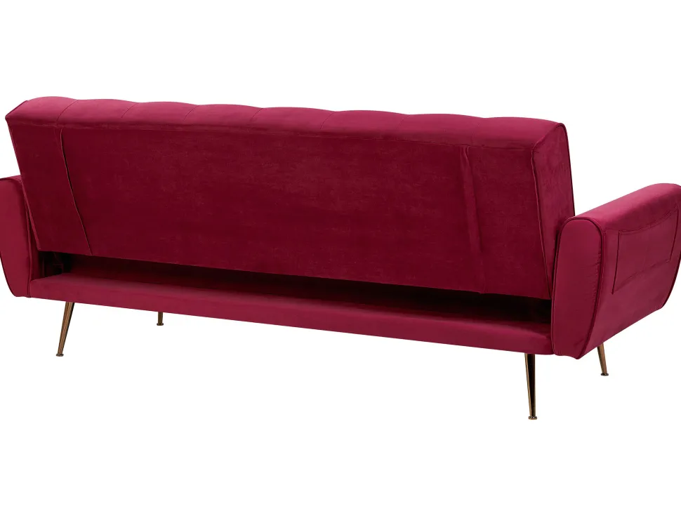 Velvet Sofa Bed Burgundy Selnes