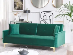 Velvet Sofa Bed Green Lucan
