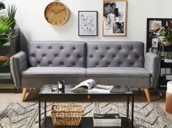 Velvet Sofa Bed Grey Bardu