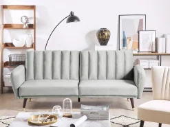 Velvet Sofa Bed Light Grey Vimmerby