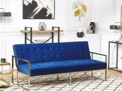 Velvet Sofa Bed Navy Blue Marstal