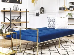 Velvet Sofa Bed Navy Blue Marstal