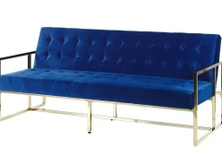 Velvet Sofa Bed Navy Blue Marstal