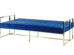 Velvet Sofa Bed Navy Blue Marstal
