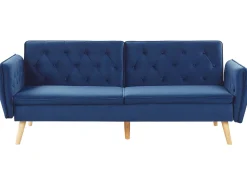 Velvet Sofa Bed Navy Blue Bardu