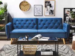 Velvet Sofa Bed Navy Blue Bardu