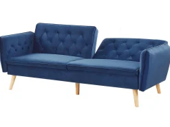 Velvet Sofa Bed Navy Blue Bardu