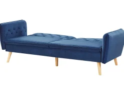Velvet Sofa Bed Navy Blue Bardu