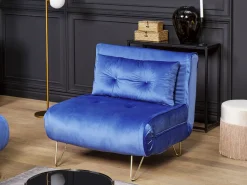 Velvet Sofa Bed Navy Blue Vestfold