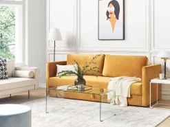Velvet Sofa Bed With Storage Yellow Eksjo