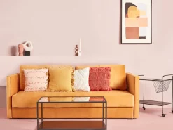 Velvet Sofa Bed With Storage Yellow Eksjo