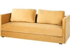 Velvet Sofa Bed With Storage Yellow Eksjo
