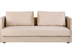 Velvet Sofa Bed With Storage Beige Eksjo