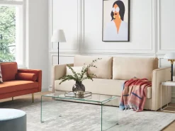 Velvet Sofa Bed With Storage Beige Eksjo