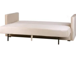 Velvet Sofa Bed With Storage Beige Eksjo