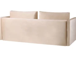 Velvet Sofa Bed With Storage Beige Eksjo
