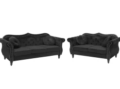 Velvet Sofa Set Black Skien