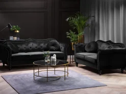 Velvet Sofa Set Black Skien