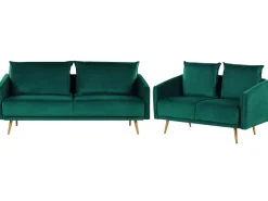 Velvet Sofa Set Emerald Green Maura
