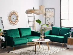 Velvet Sofa Set Emerald Green Maura
