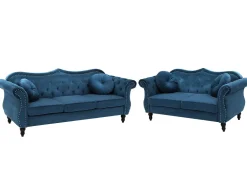 Velvet Sofa Set Navy Blue Skien
