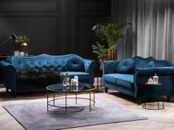 Velvet Sofa Set Navy Blue Skien