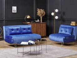 Velvet Sofa Set Navy Blue Vestfold