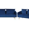 Velvet Sofa Set Navy Blue Maura